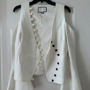 Alexie Sexy Tuxedo Top with Bell Sleeves